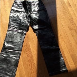 Boot-cut leather pants